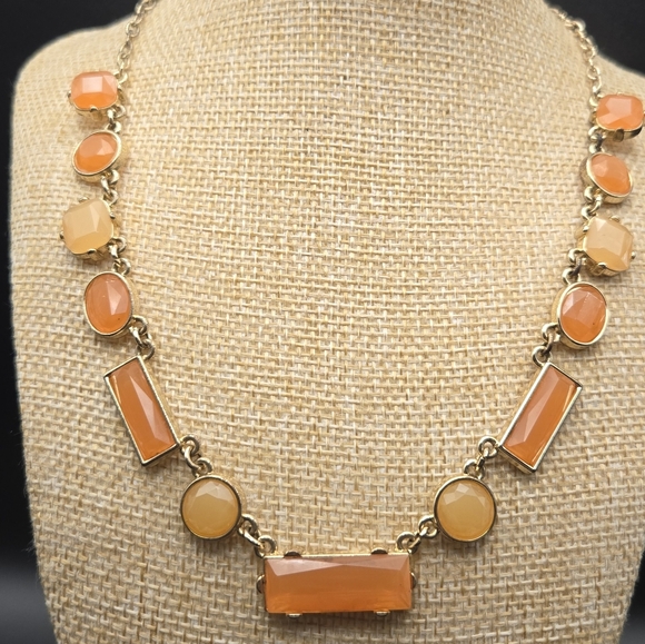 Elegant Gold and Orange Necklace - Picture 1 of 6